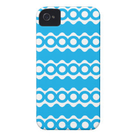Bright Teal Turquoise Blue Waves Circles Pattern iPhone 4 Covers