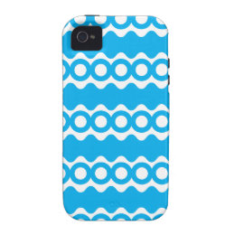 Bright Teal Turquoise Blue Waves Circles Pattern Case-Mate iPhone 4 Covers