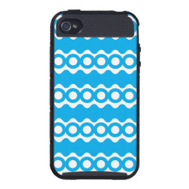 Bright Teal Turquoise Blue Waves Circles Pattern iPhone 4/4S Covers