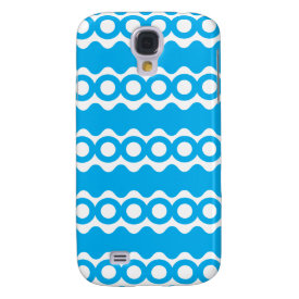 Bright Teal Turquoise Blue Waves Circles Pattern Samsung Galaxy S4 Covers