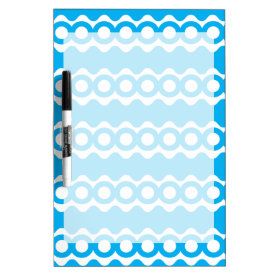 Bright Teal Turquoise Blue Waves Circles Pattern Dry-Erase Whiteboard
