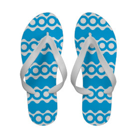 Bright Teal Turquoise Blue Waves Circles Pattern Sandals