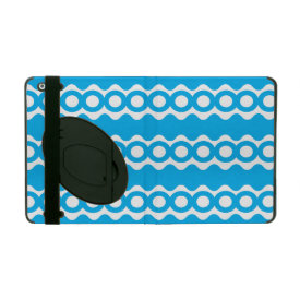 Bright Teal Turquoise Blue Waves Circles Pattern iPad Case
