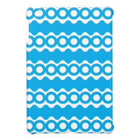 Bright Teal Turquoise Blue Waves Circles Pattern iPad Mini Cases