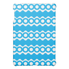 Bright Teal Turquoise Blue Waves Circles Pattern iPad Mini Case