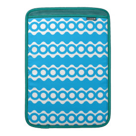 Bright Teal Turquoise Blue Waves Circles Pattern MacBook Sleeve
