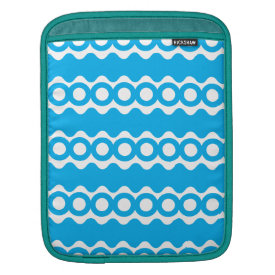 Bright Teal Turquoise Blue Waves Circles Pattern Sleeve For iPads