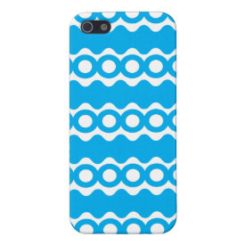 Bright Teal Turquoise Blue Waves Circles Pattern iPhone 5 Case