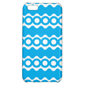 Bright Teal Turquoise Blue Waves Circles Pattern iPhone 5C Cover