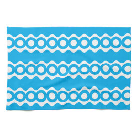 Bright Teal Turquoise Blue Waves Circles Pattern Towel