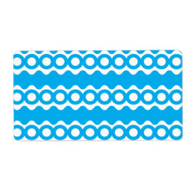 Bright Teal Turquoise Blue Waves Circles Pattern Personalized Shipping Label