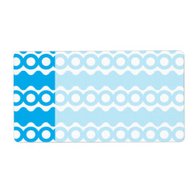 Bright Teal Turquoise Blue Waves Circles Pattern Personalized Shipping Label