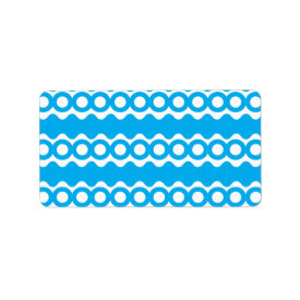 Bright Teal Turquoise Blue Waves Circles Pattern Labels