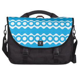 Bright Teal Turquoise Blue Waves Circles Pattern Laptop Bag