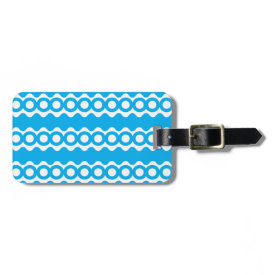 Bright Teal Turquoise Blue Waves Circles Pattern Tags For Bags