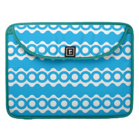 Bright Teal Turquoise Blue Waves Circles Pattern Sleeves For MacBook Pro