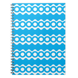 Bright Teal Turquoise Blue Waves Circles Pattern Note Book