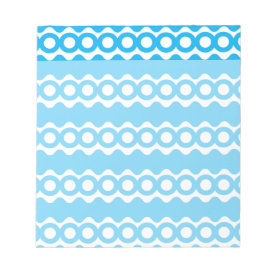 Bright Teal Turquoise Blue Waves Circles Pattern Notepad