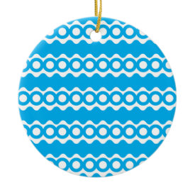 Bright Teal Turquoise Blue Waves Circles Pattern Christmas Ornaments