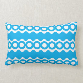 Bright Teal Turquoise Blue Waves Circles Pattern Pillow
