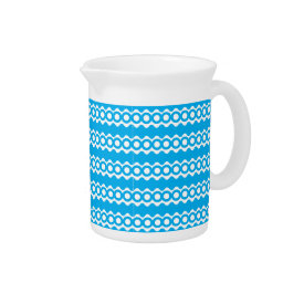 Bright Teal Turquoise Blue Waves Circles Pattern Pitchers