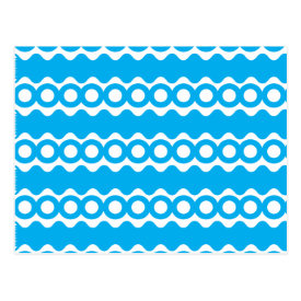 Bright Teal Turquoise Blue Waves Circles Pattern Postcard
