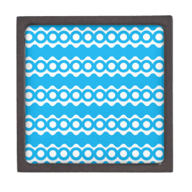 Bright Teal Turquoise Blue Waves Circles Pattern Premium Gift Box
