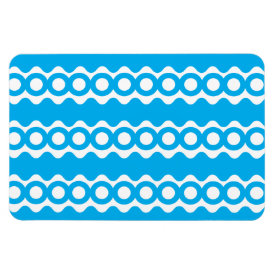 Bright Teal Turquoise Blue Waves Circles Pattern Rectangle Magnets