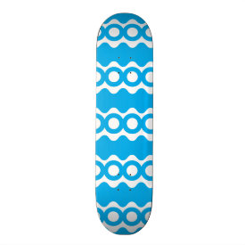 Bright Teal Turquoise Blue Waves Circles Pattern Skate Board Decks