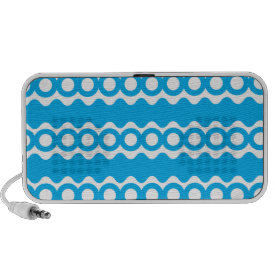 Bright Teal Turquoise Blue Waves Circles Pattern Portable Speaker