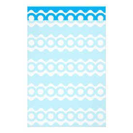 Bright Teal Turquoise Blue Waves Circles Pattern Personalized Stationery