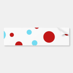 Bright Teal Turquoise Red White Polka Dots Pattern Bumper Sticker