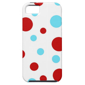 Bright Teal Turquoise Red White Polka Dots Pattern iPhone 5 Case