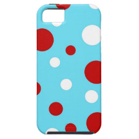 Bright Teal Turquoise Red White Polka Dots Pattern iPhone 5 Covers