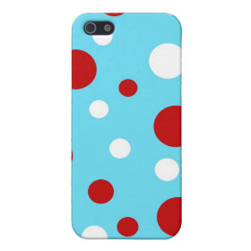 Bright Teal Turquoise Red White Polka Dots Pattern Cases For iPhone 5