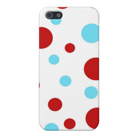 Bright Teal Turquoise Red White Polka Dots Pattern Cases For iPhone 5