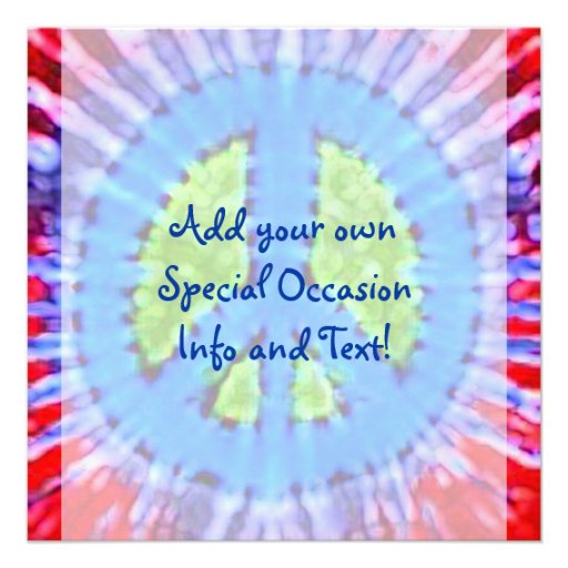 Bright Tie Dye Peace Sign Invitations