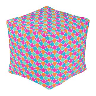 Bright Traditional Islamic Pattern Cube Pouf