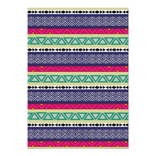 Bright tribal Aztec pattern Birthday Invitation