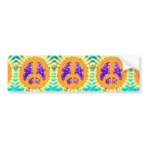 Bright Trippy Hippie Tie Dye Peace Sign Bumper Stickers