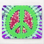 Bright Trippy Hippie Tie Dye Peace Sign Mouse Pad
