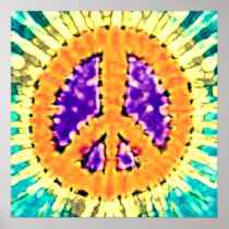 Bright Trippy Hippie Tie Dye Peace Sign Poster Pri