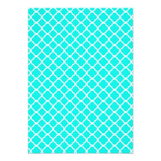 Bright Turquoise Quatrefoil Custom Invitation