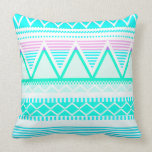 Bright Turquoise Tribal Pillow