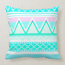 Bright Turquoise Tribal Pillow