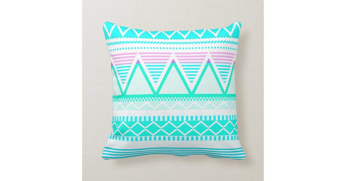 Bright Turquoise Tribal Throw Pillow Zazzle