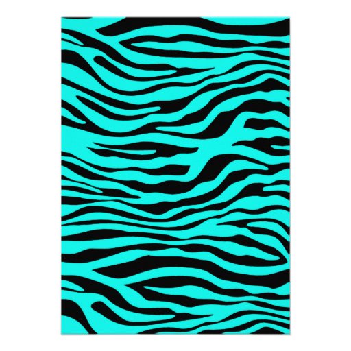 Bright Turquoise Zebra Stripes Animal Print Personalized Invites