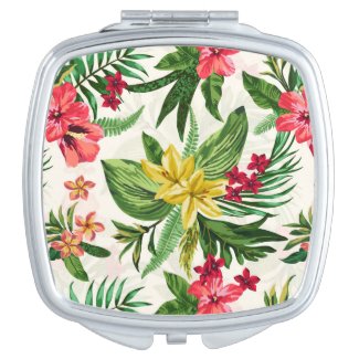 Bright Watercolor Floral Pattern Makeup Mirrors
