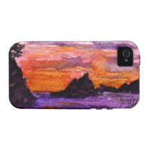 Bright Watercolor Sunset over the Ocean iPhone 4/4S Cover