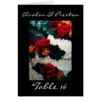 Bright Wedding Cake & Roses Table Setting Card